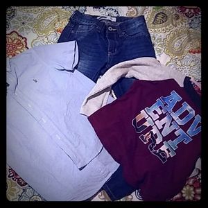 Polo shirt sweatshirt and jeans